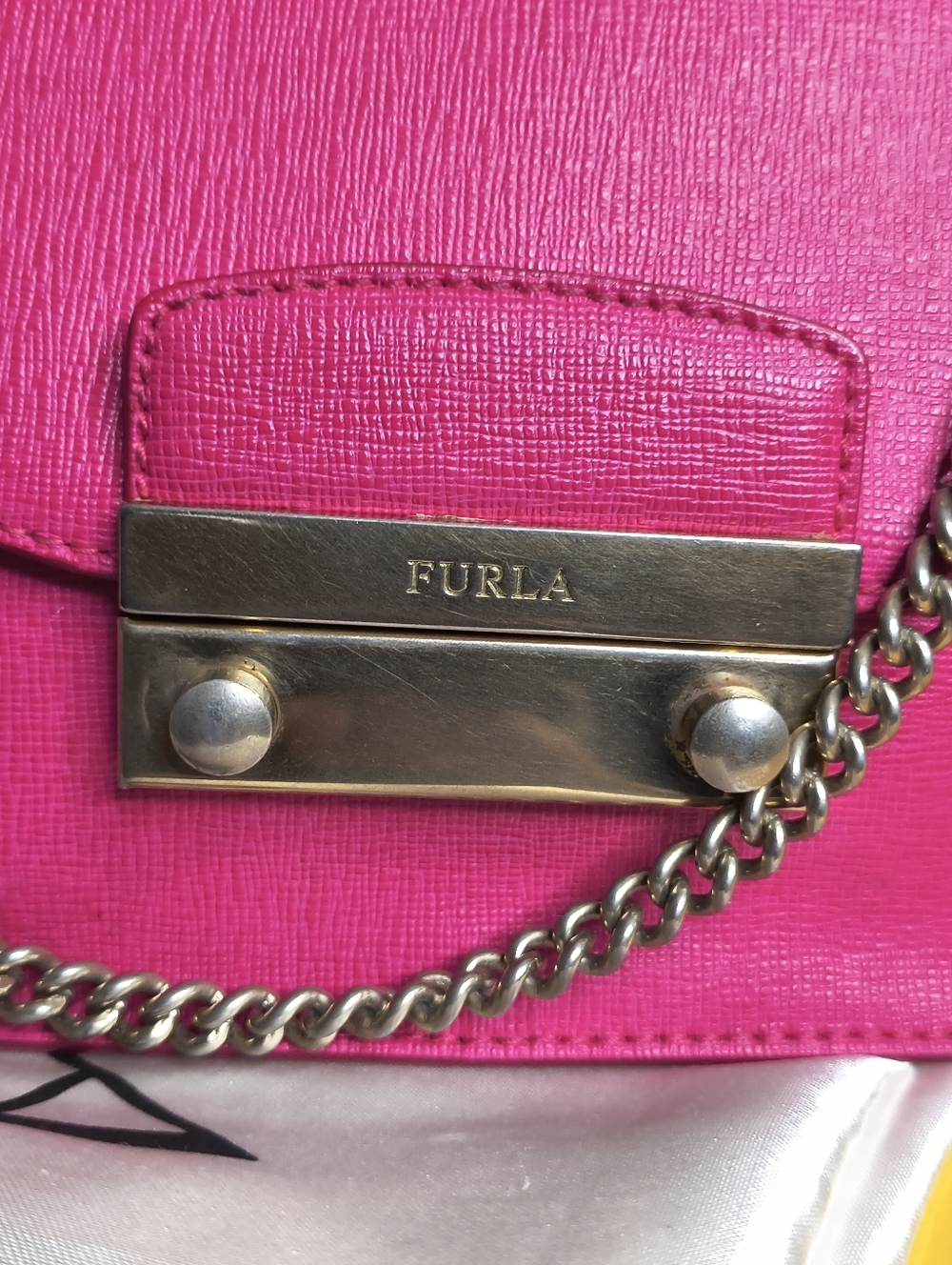Furla Metropolis Mini Crossbody Bag Pink Saffiano Leather Chain With Dust Bag - Picture 6 of 8